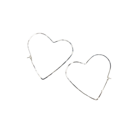Handmade Hammered Heart Hoops | Sterling Silver Earrings | Eco-Friendly Jewelry | Hypoallergenic & Nickel-Free