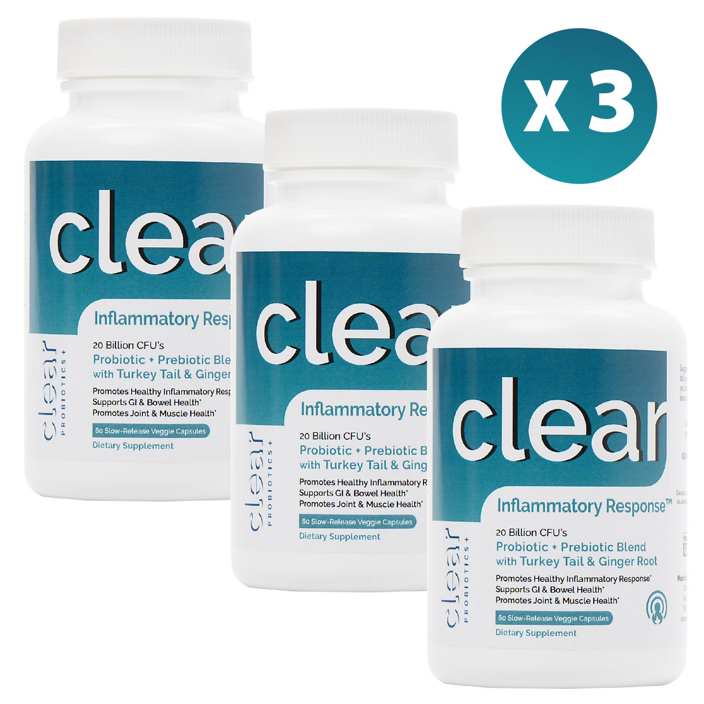 Clear Inflammatory Response - Probiotic Strains, Turkey Tail Mushroom, Ginger Root