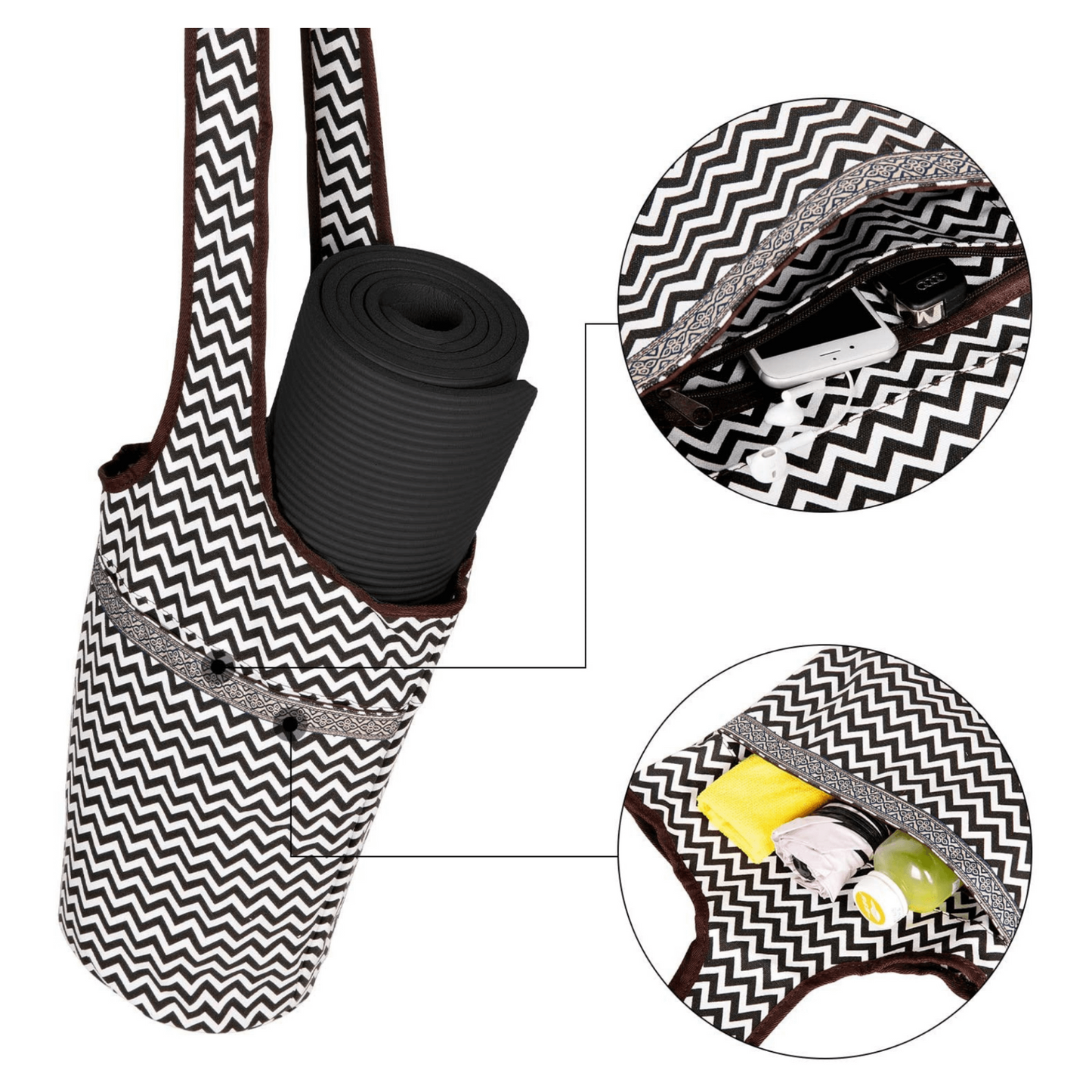 Yoga Mat Carrying Tote Bag with Large Pockets | Yoga Accessories