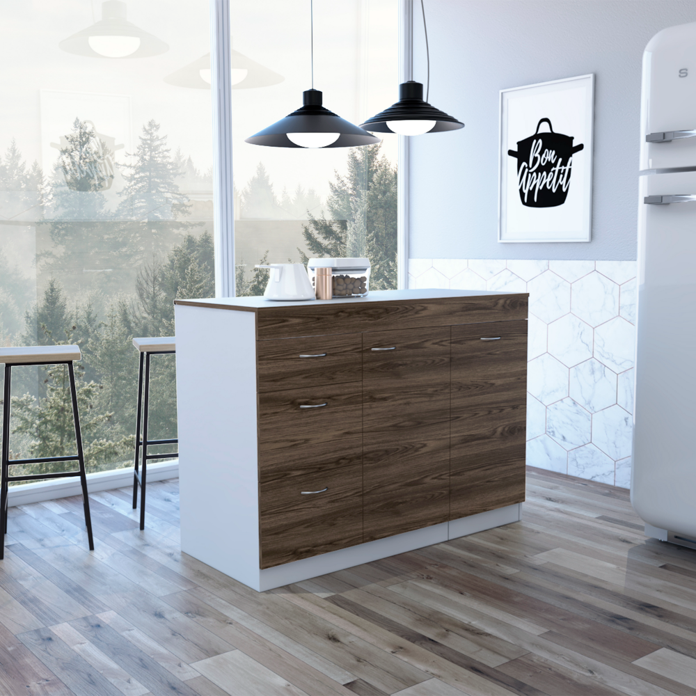 Camp Kitchen Base Cabinet with Three Drawers and Two Interior Shelves