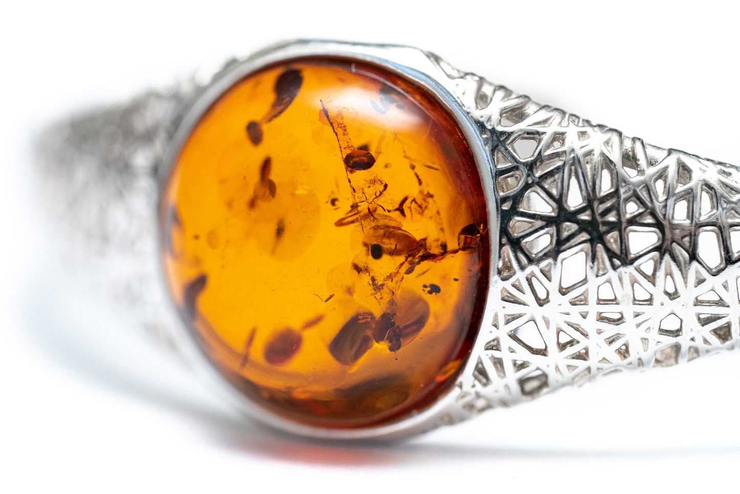 Handmade Modern Amber Arm Cuff - Sterling Silver & Baltic Amber