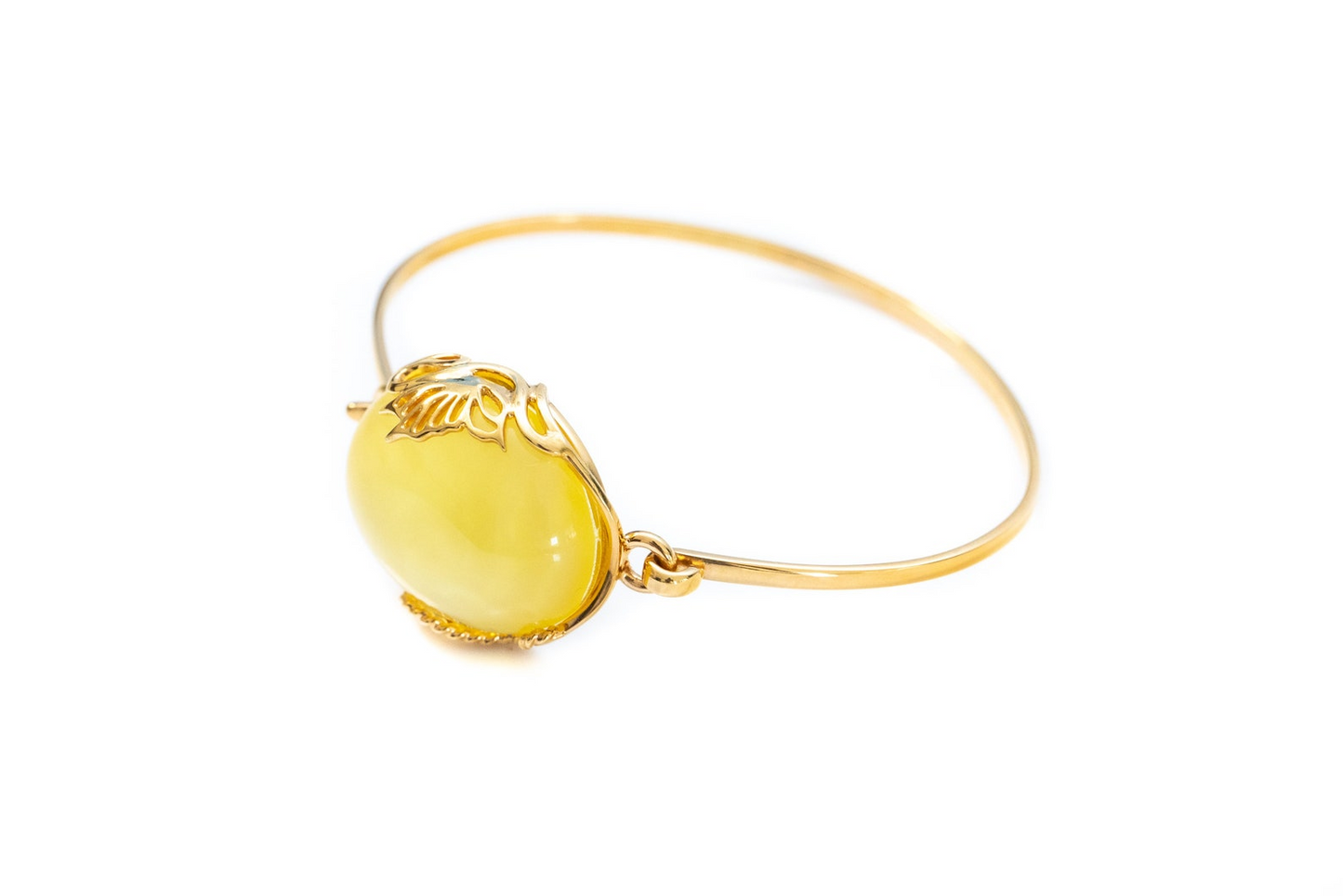 Handmade Yellow Amber and Gold Bangle | Elegant Statement Jewelry