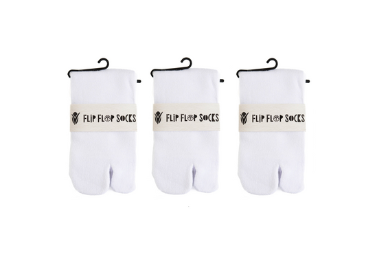 V-Toe Flip-Flop Socks Ankle Tabi | 3 Pairs | Thicker, Comfy & Warm Styles | White | Casual or Athletic
