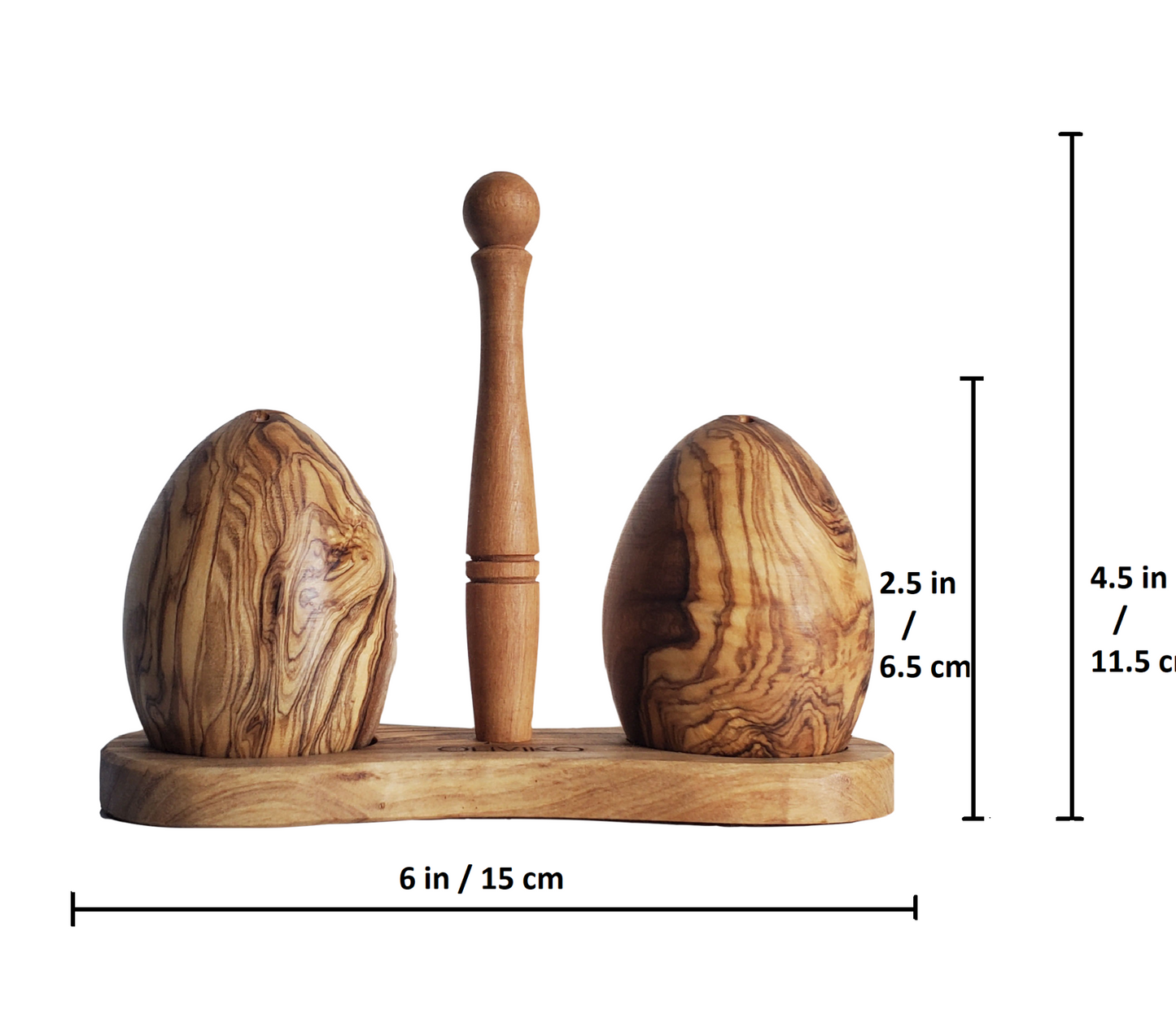 Handmade Olive Wood Egg Salt and Pepper Shaker - Elegant Kitchenware