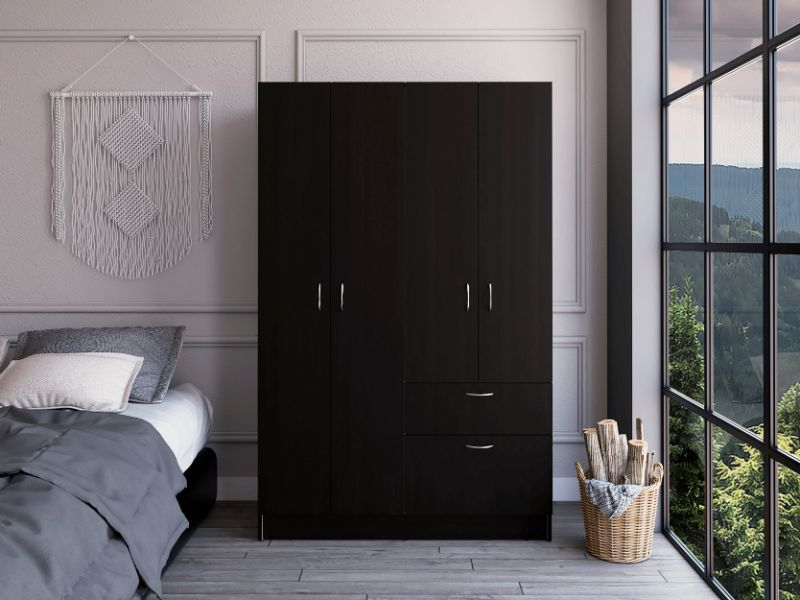 Itaca Armoire, Double Door Cabinet, One Drawer, Five Interior Shelves, Rod - Modern Storage Solution