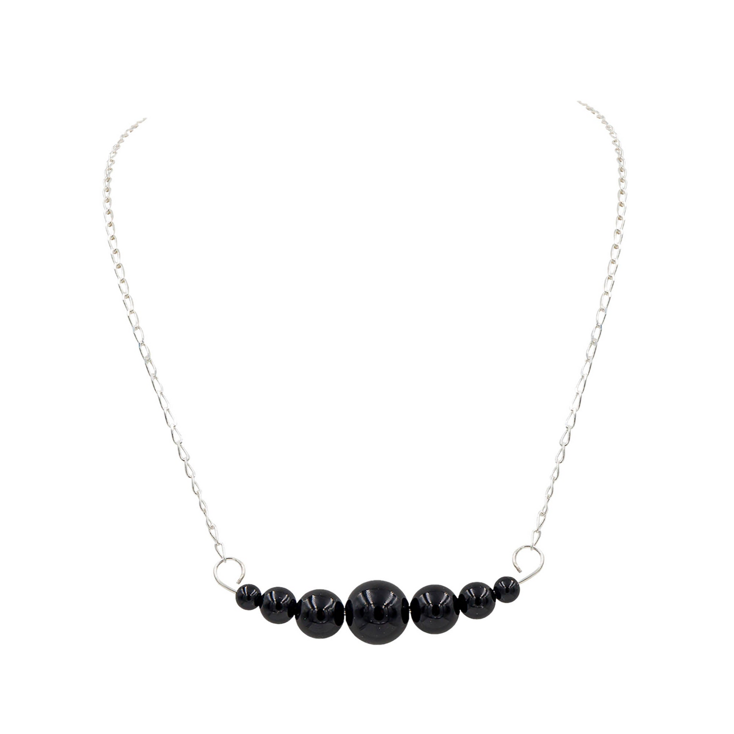 Handmade Onyx Sterling Silver Bar Necklace | Eco-Friendly Jewelry | Adjustable Length | Hypoallergenic & Nickel-Free | Natural Stone | Wedding Anniversary