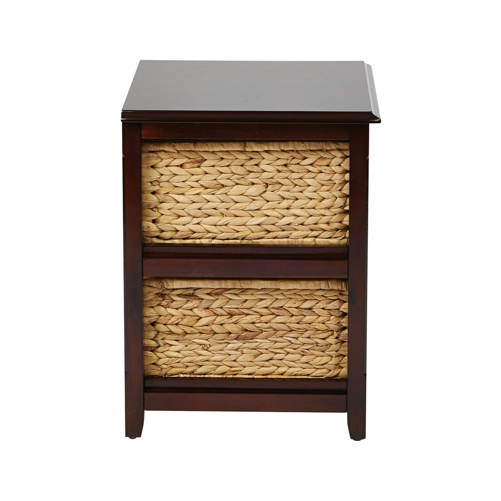 Seabrook Two-Tier Storage Unit with Espresso Finish and Natural Baskets