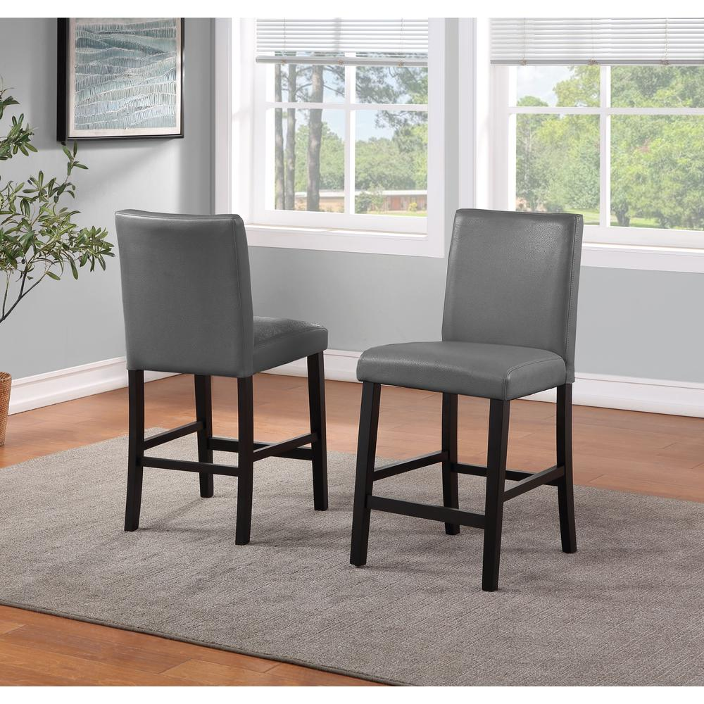 NICO 24" Parson Stool, Eco Leather, GREY, Set of 2 - Stylish and Versatile Seating