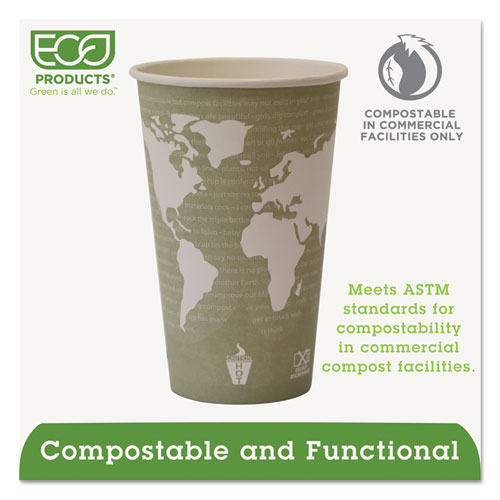 Eco-Products 16 oz World Art Hot Beverage Cups - Leakproof & Eco-Friendly