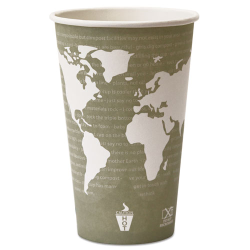 Eco-Products 16 oz World Art Hot Beverage Cups - Leakproof & Eco-Friendly