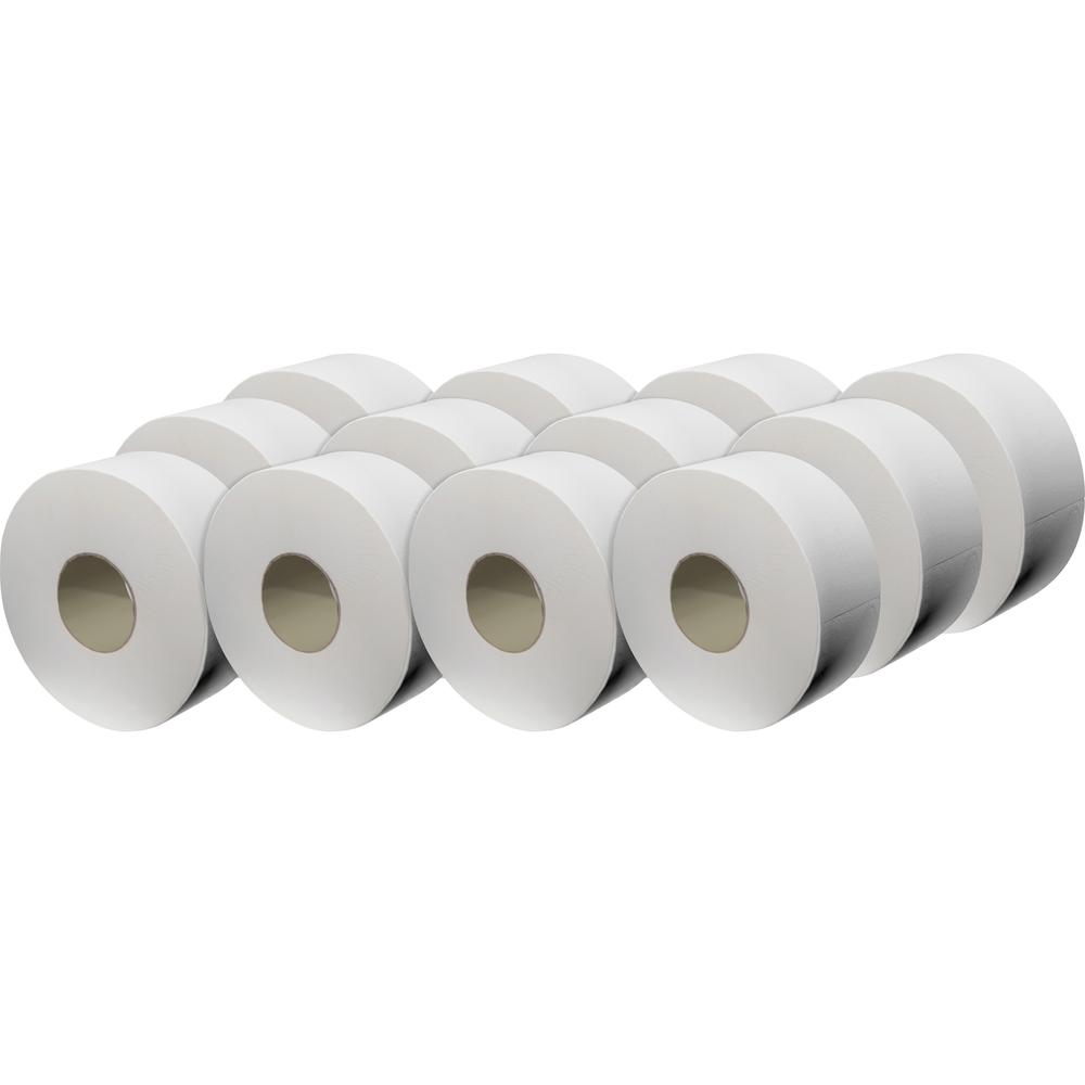 Livi Solaris Paper Jumbo Bath Tissue - 2 Ply - 3.30" x 1000 ft - White - Virgin Fiber - Embossed, Eco-friendly, Soft, Durable, Absorbent - For Bathroom - 12 / Carton
