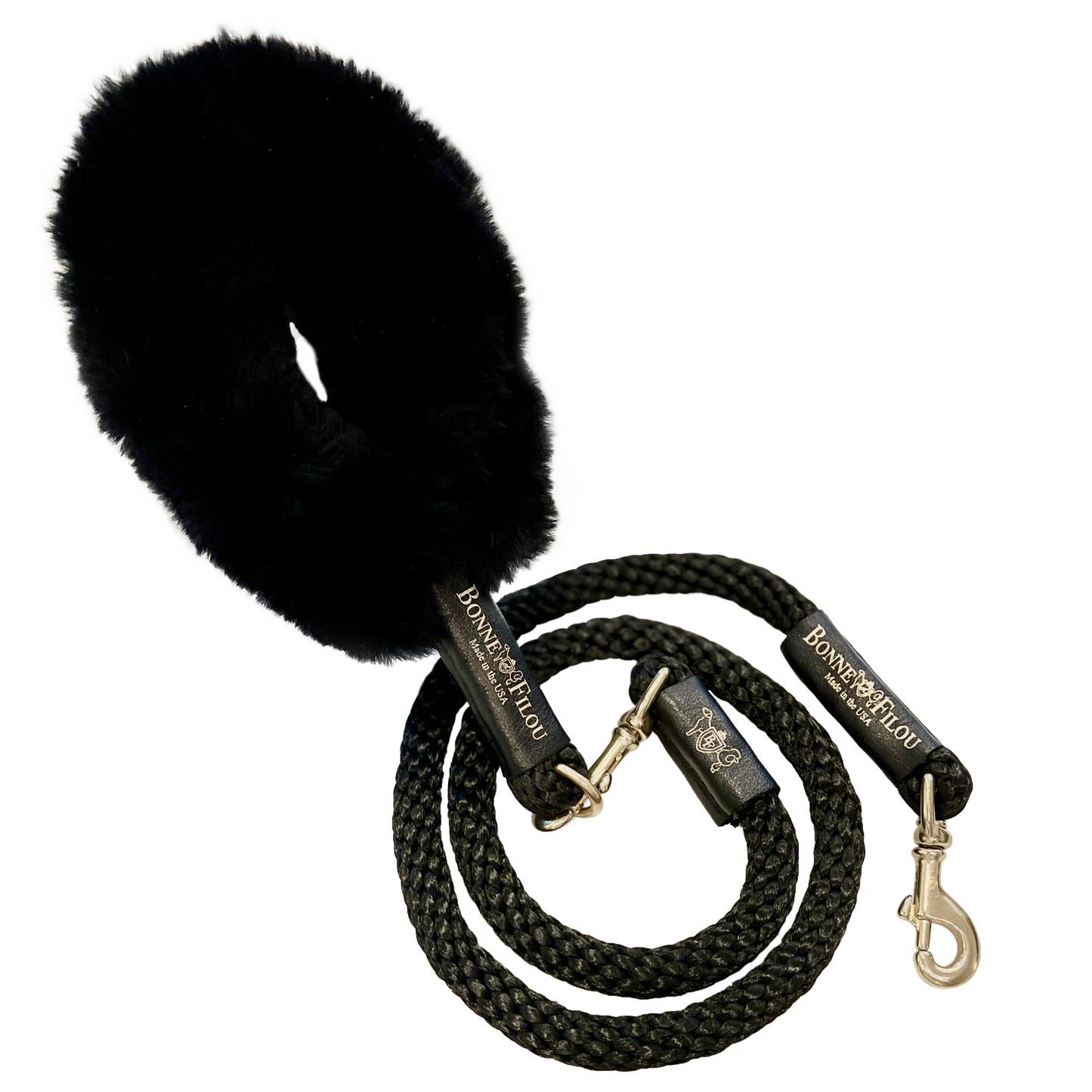 Bundle Shearling Fur Grip + Rope Leash for Dogs - Chic and Functional Dog Walking Accessory