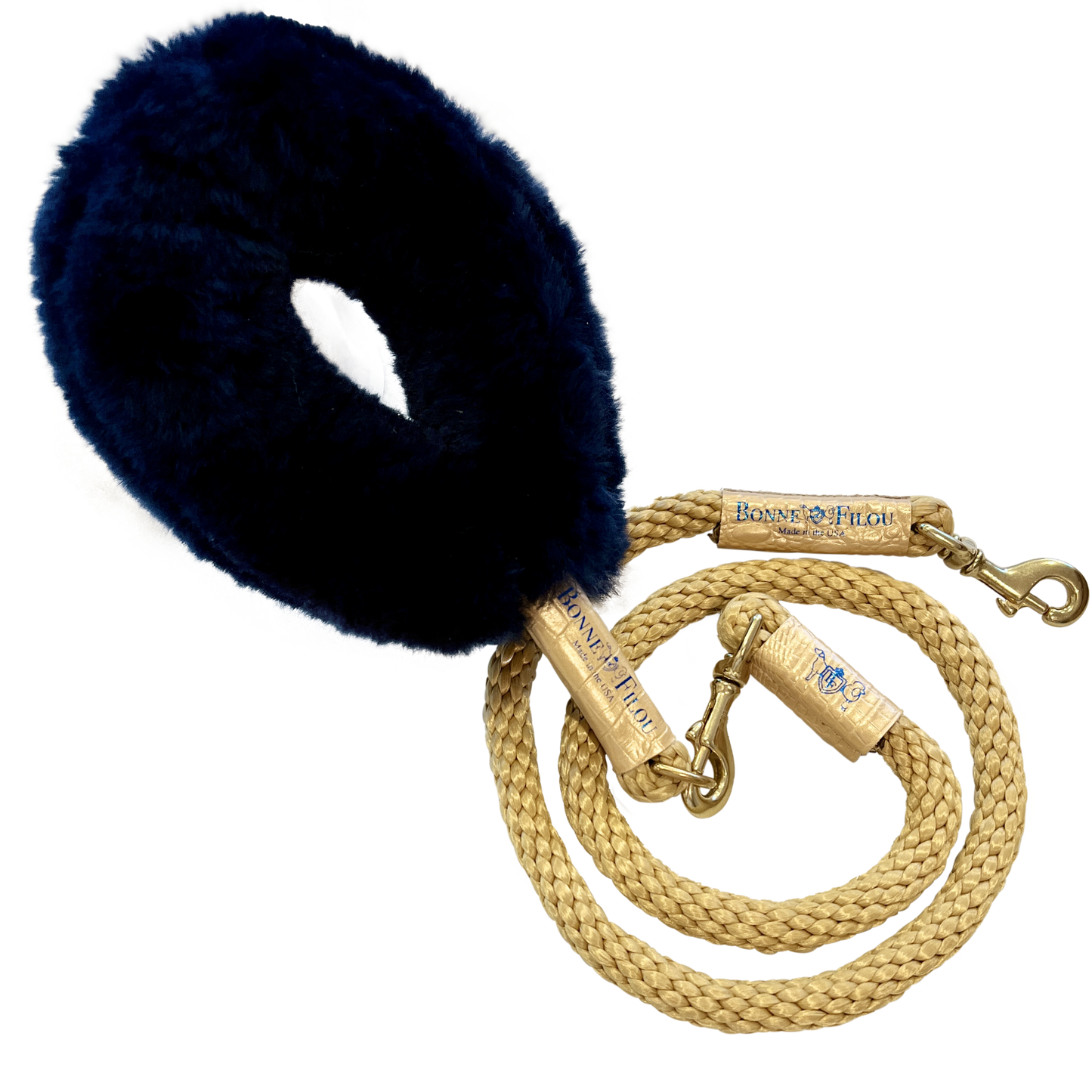 Bundle Shearling Fur Grip + Rope Leash for Dogs - Chic and Functional Dog Walking Accessory