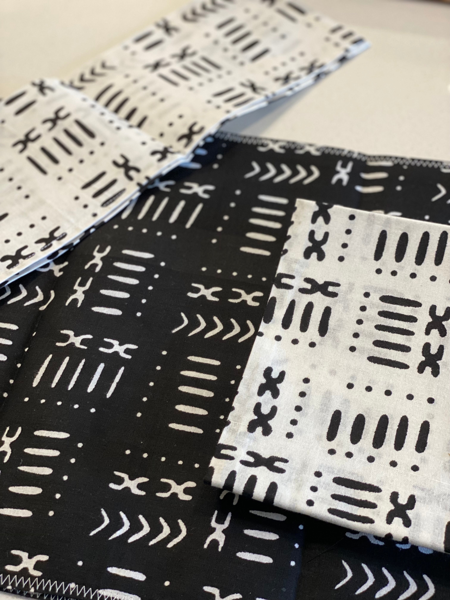 Handmade Coffee Table Runner Black Mudcloth Wax Print