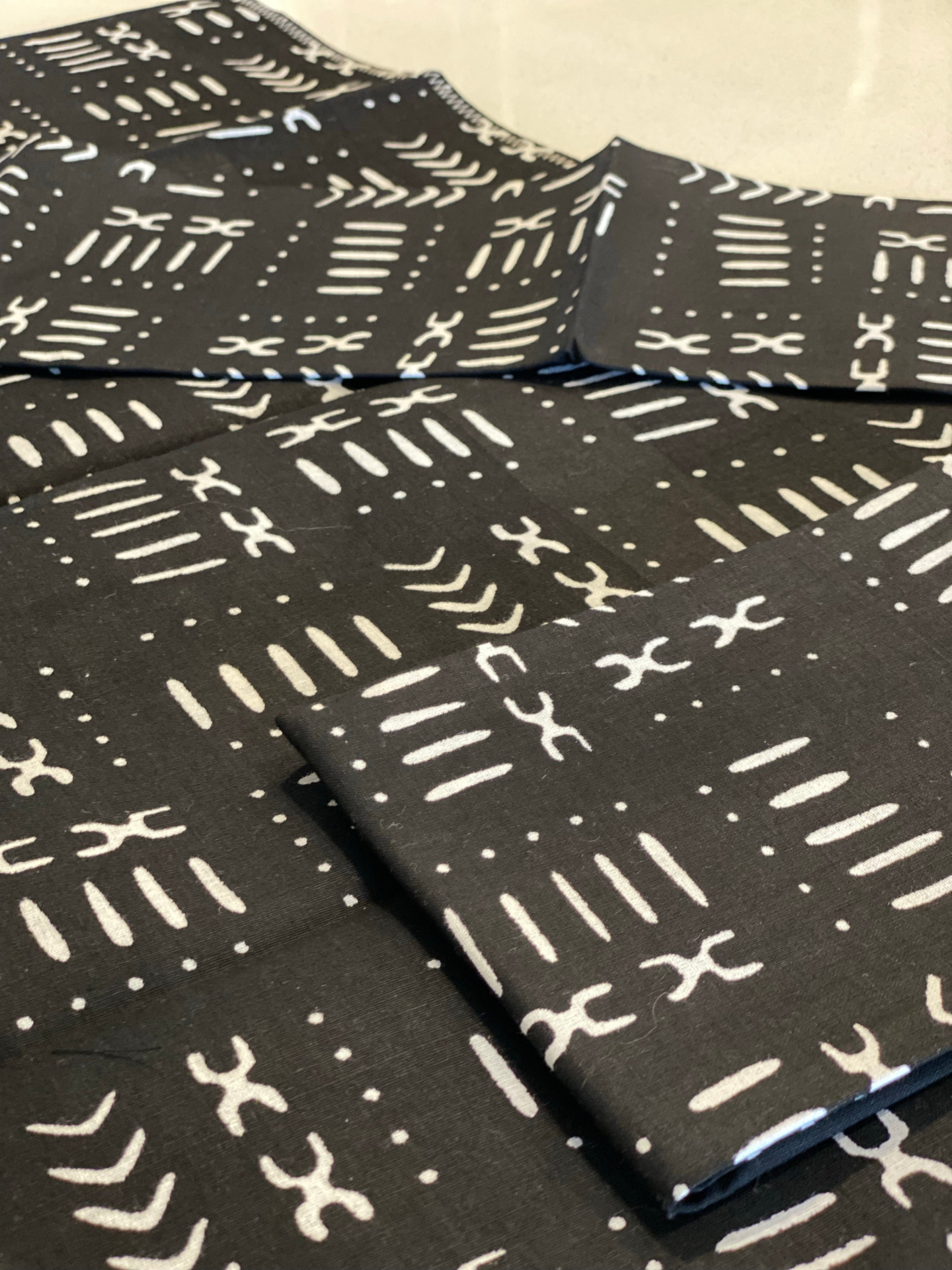 Handmade Coffee Table Runner Black Mudcloth Wax Print