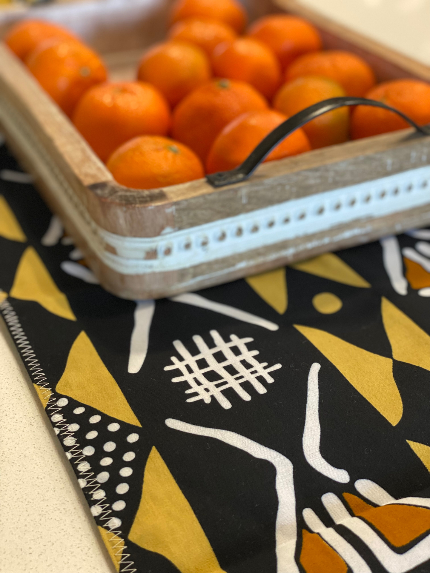Handmade Coffee Table Runner Brown Bologan Wax Print