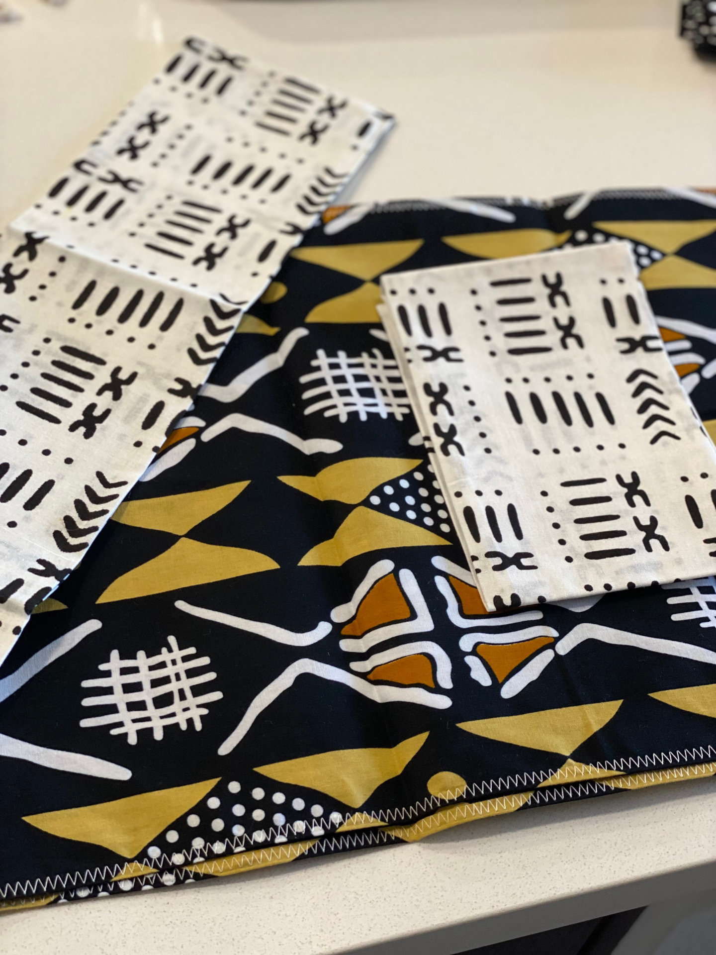 Handmade Coffee Table Runner Brown Bologan Wax Print