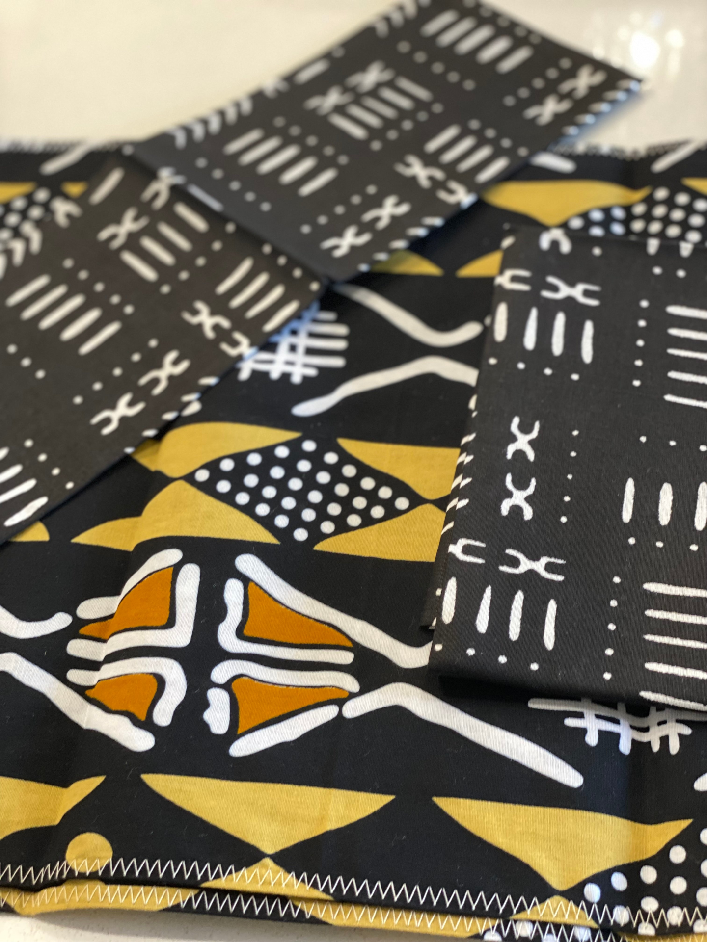 Handmade Coffee Table Runner Brown Bologan Wax Print