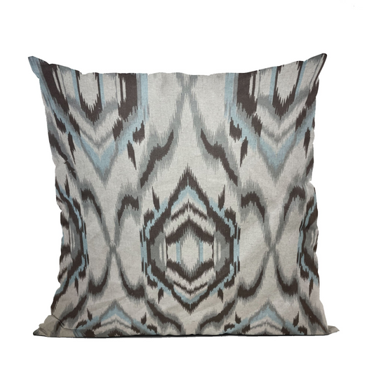 Plutus Ikat Dream Blue, Black, Cream Handmade Luxury Pillow - Buy Online at Best Price