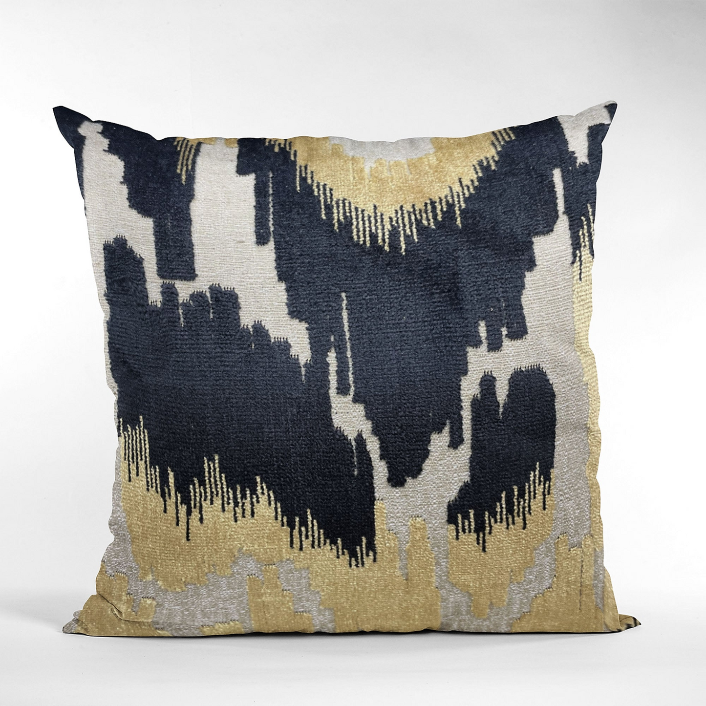 Plutus Velvet Glamour Black, Gold, Cream Handmade Luxury Pillow - Elegant and Luxurious Decor