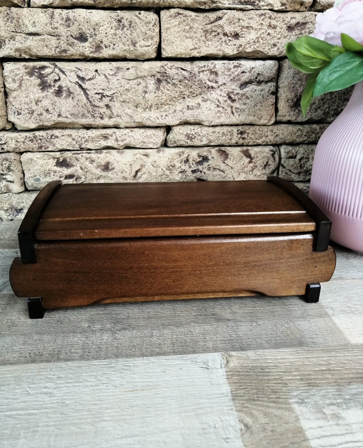 Wood Watch Box Handmade | Watch Organizer with 4 Compartments | Birthday Husband Gift