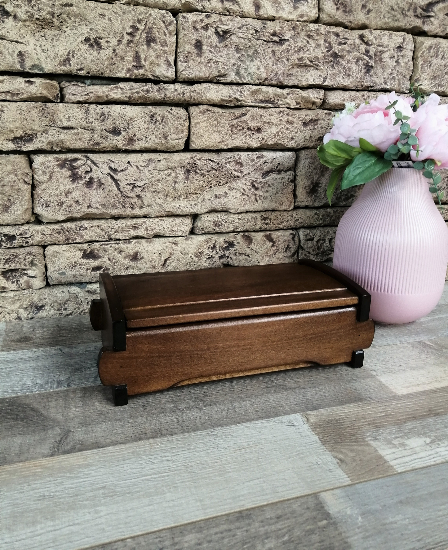 Wood Watch Box Handmade | Watch Organizer with 4 Compartments | Birthday Husband Gift