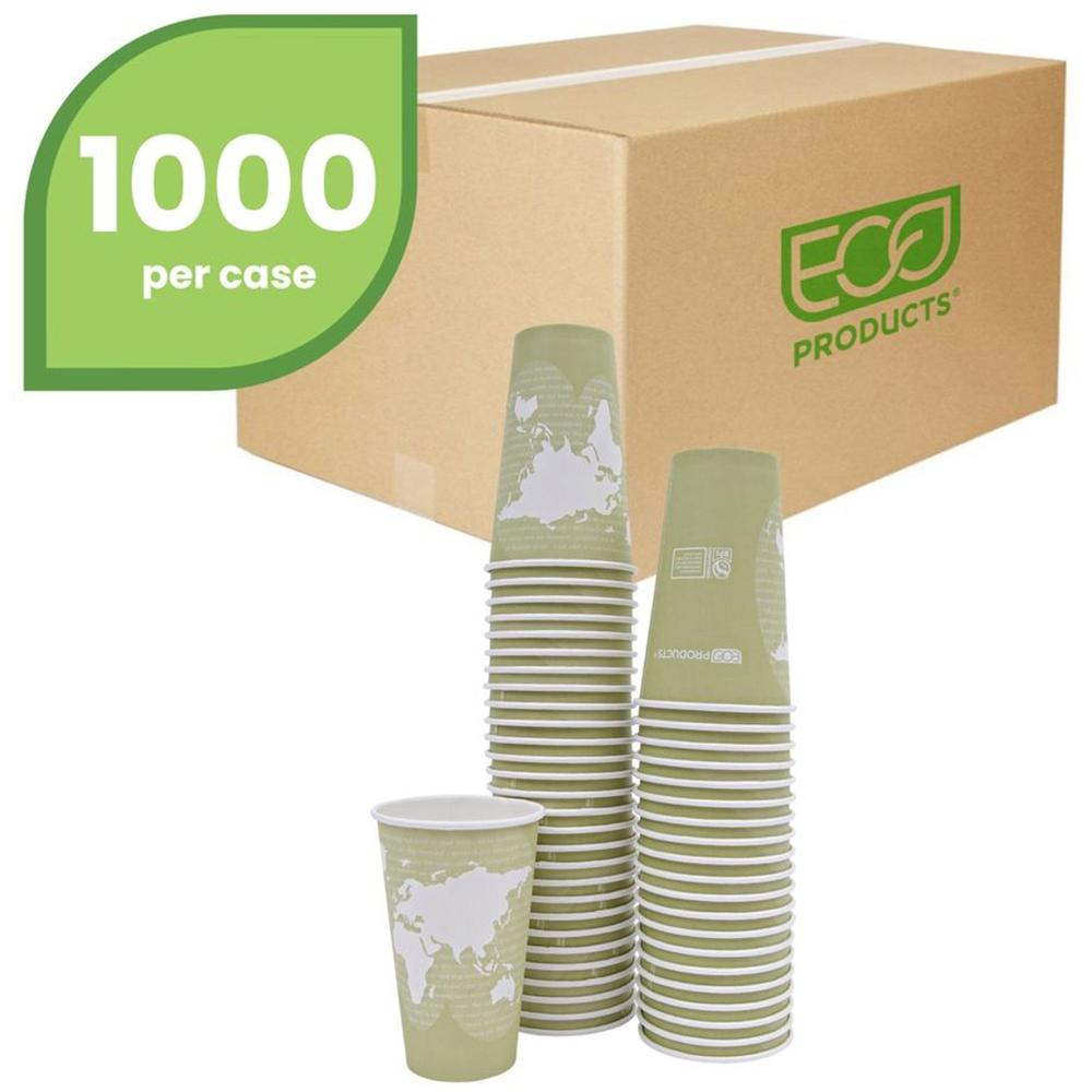 Eco-Products 16 oz World Art Hot Beverage Cups - Leakproof & Eco-Friendly