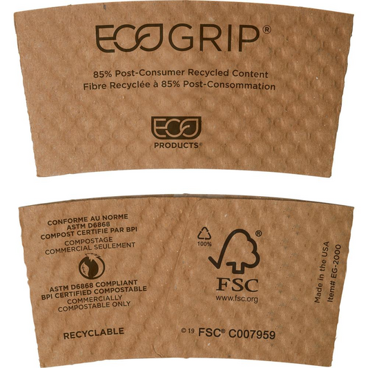 Eco-Products EcoGrip Hot Cup Sleeve - 1300 / Carton - Kraft