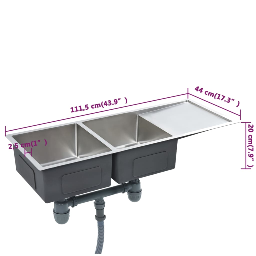 vidaXL Handmade Kitchen Sink Stainless Steel