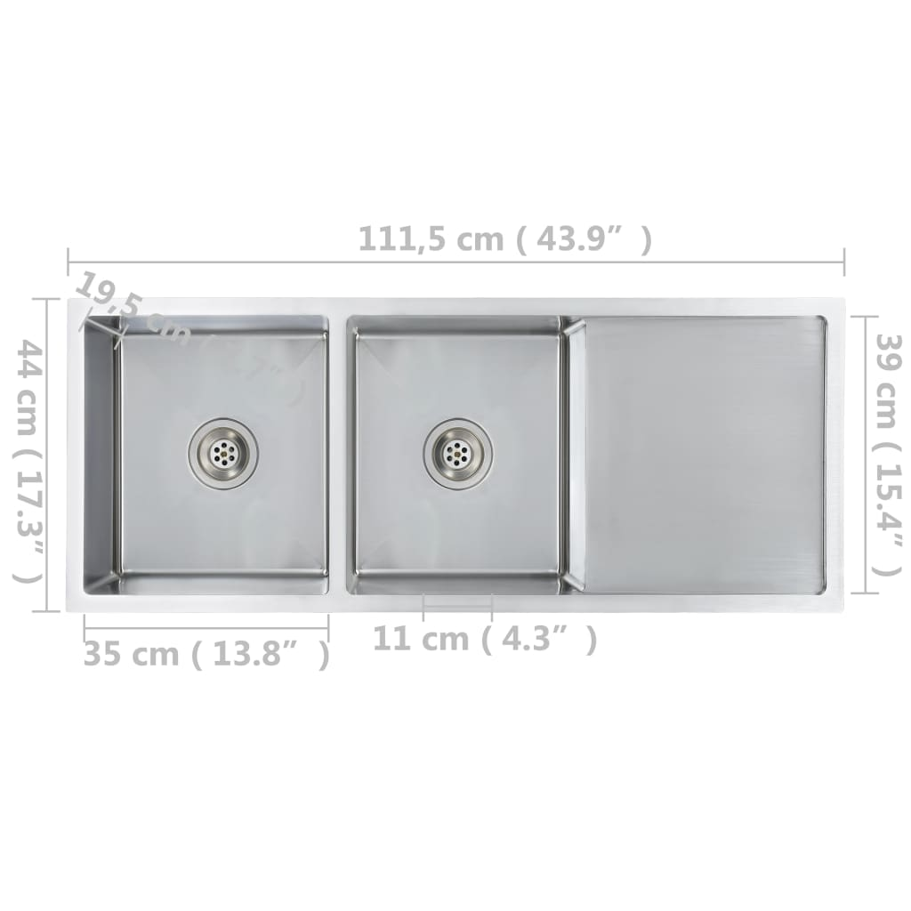 vidaXL Handmade Kitchen Sink Stainless Steel
