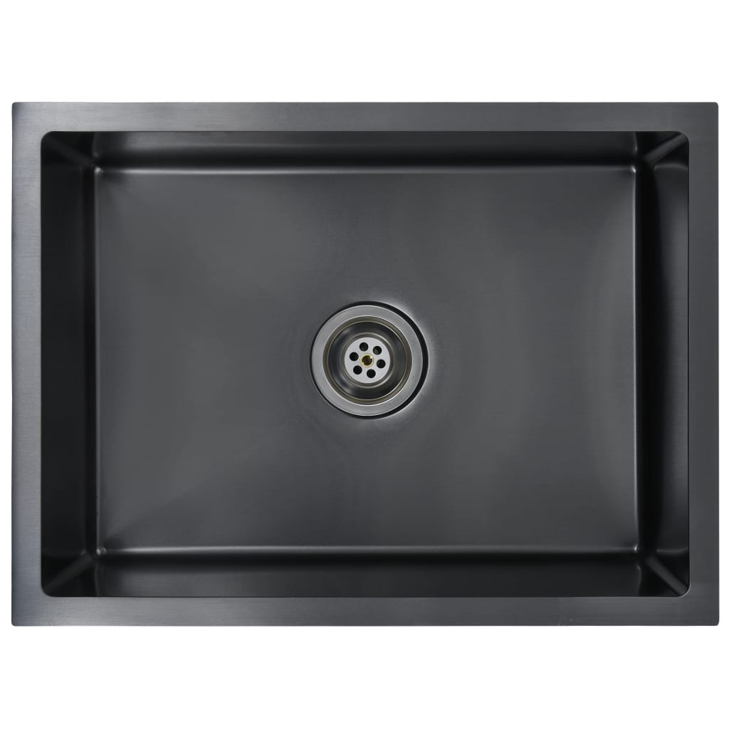 vidaXL Handmade Kitchen Sink Black Stainless Steel