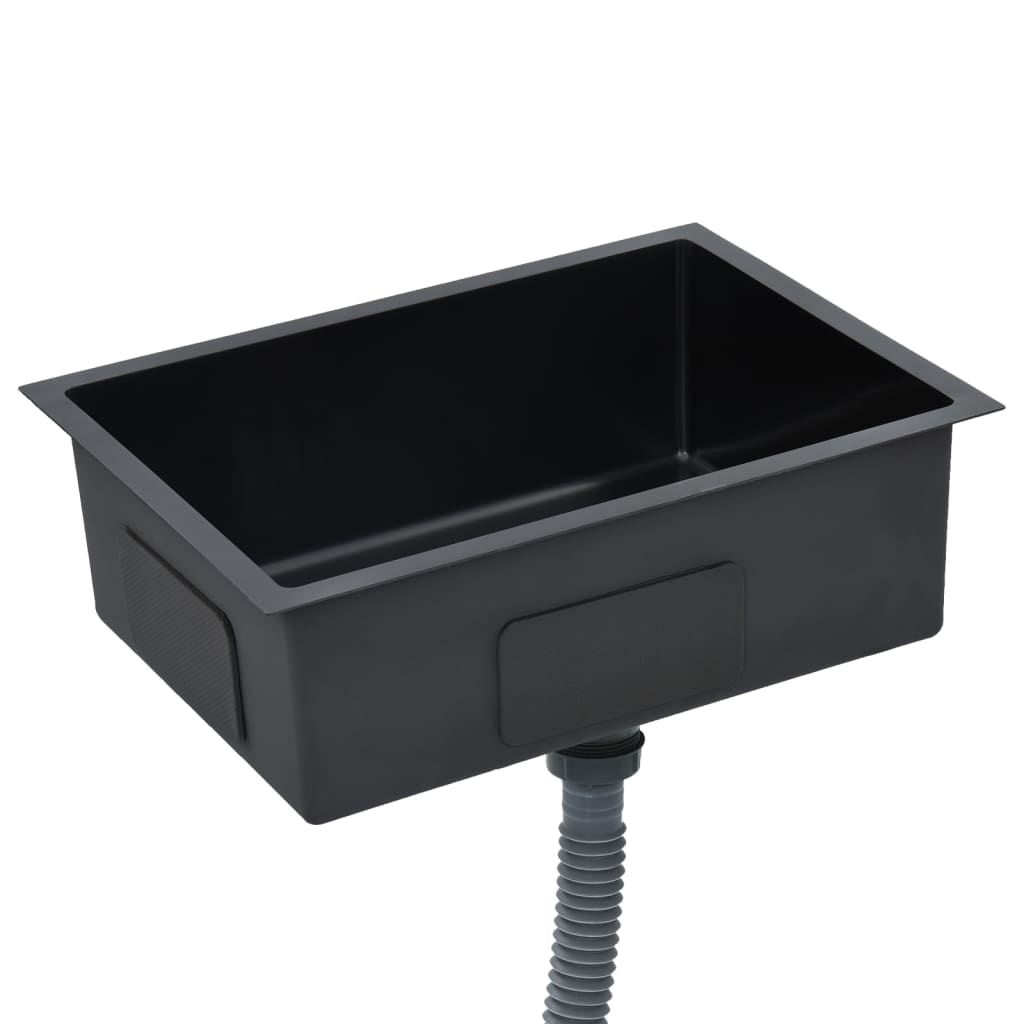 vidaXL Handmade Kitchen Sink Black Stainless Steel