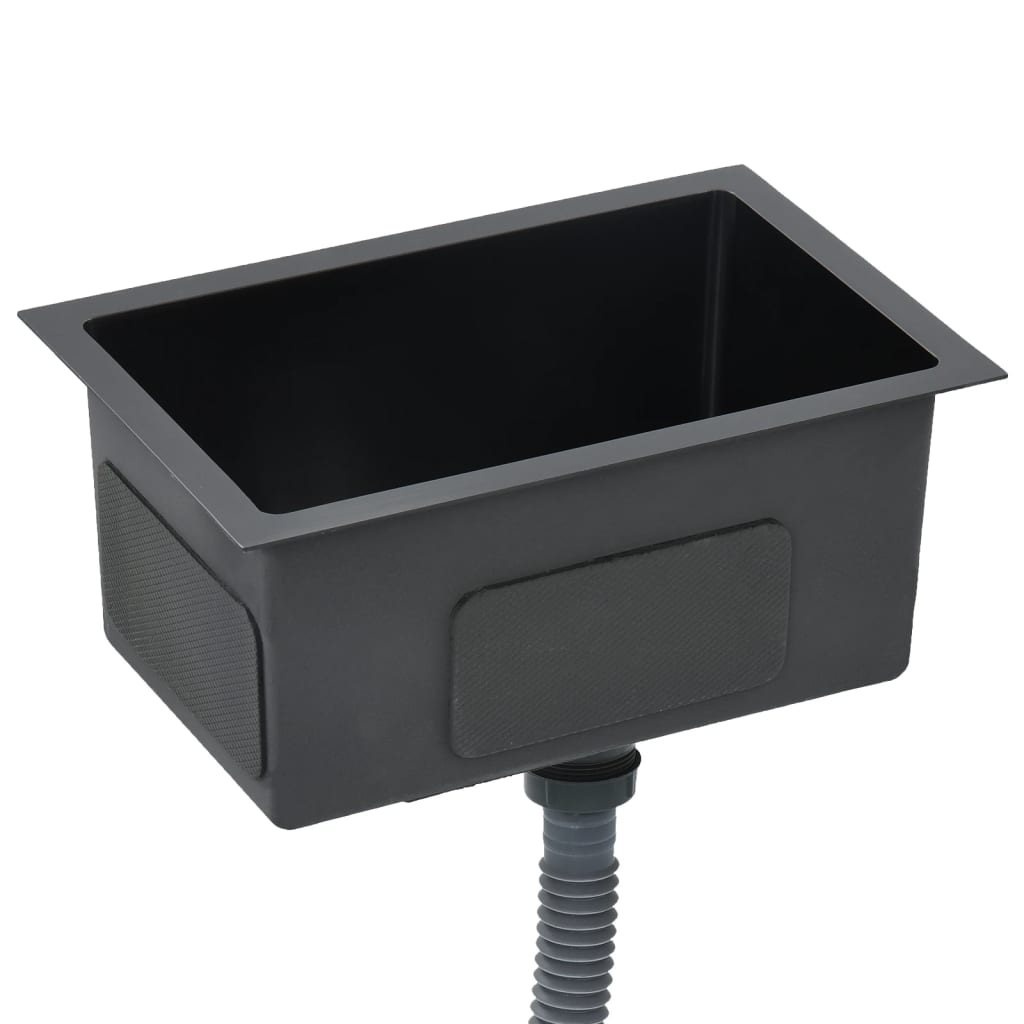 vidaXL Handmade Kitchen Sink - Black Stainless Steel | High-Grade Stainless Steel with Sound-Reduction Pads