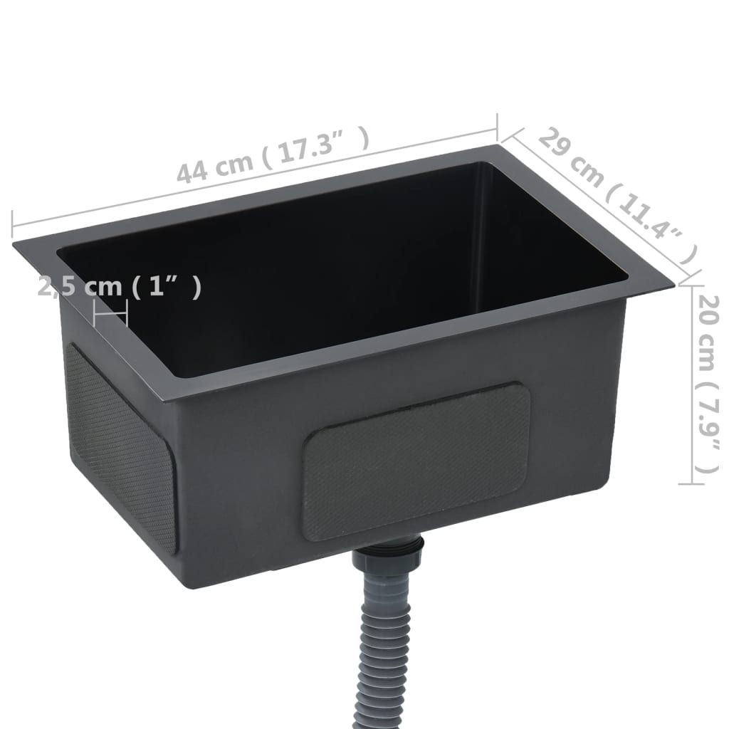 vidaXL Handmade Kitchen Sink - Black Stainless Steel | High-Grade Stainless Steel with Sound-Reduction Pads