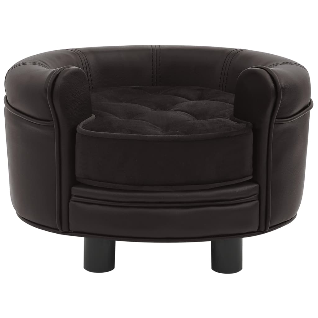 vidaXL Dog Sofa Brown 18.9"x18.9"x12.6" Plush and Faux Leather