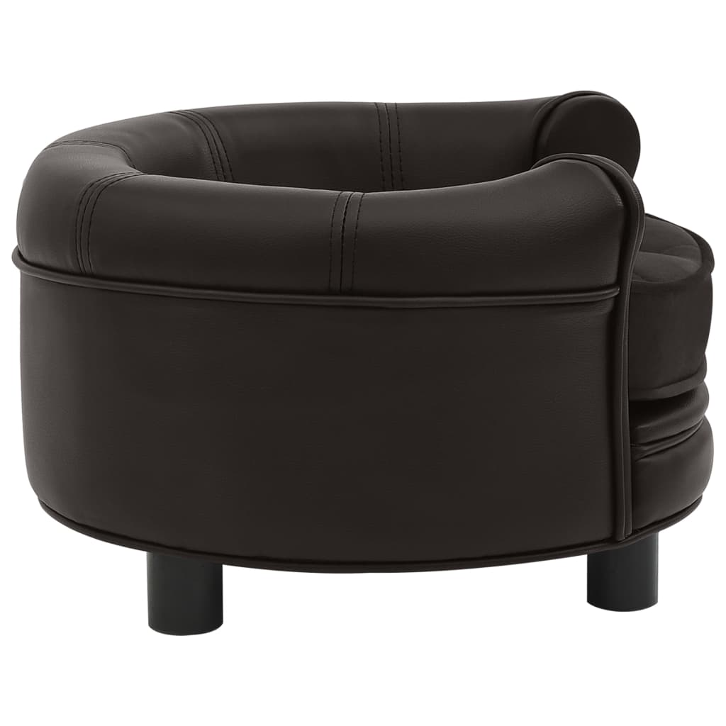 vidaXL Dog Sofa Brown 18.9"x18.9"x12.6" Plush and Faux Leather
