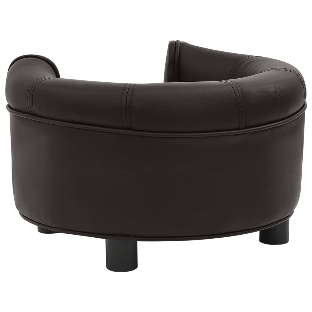 vidaXL Dog Sofa Brown 18.9"x18.9"x12.6" Plush and Faux Leather