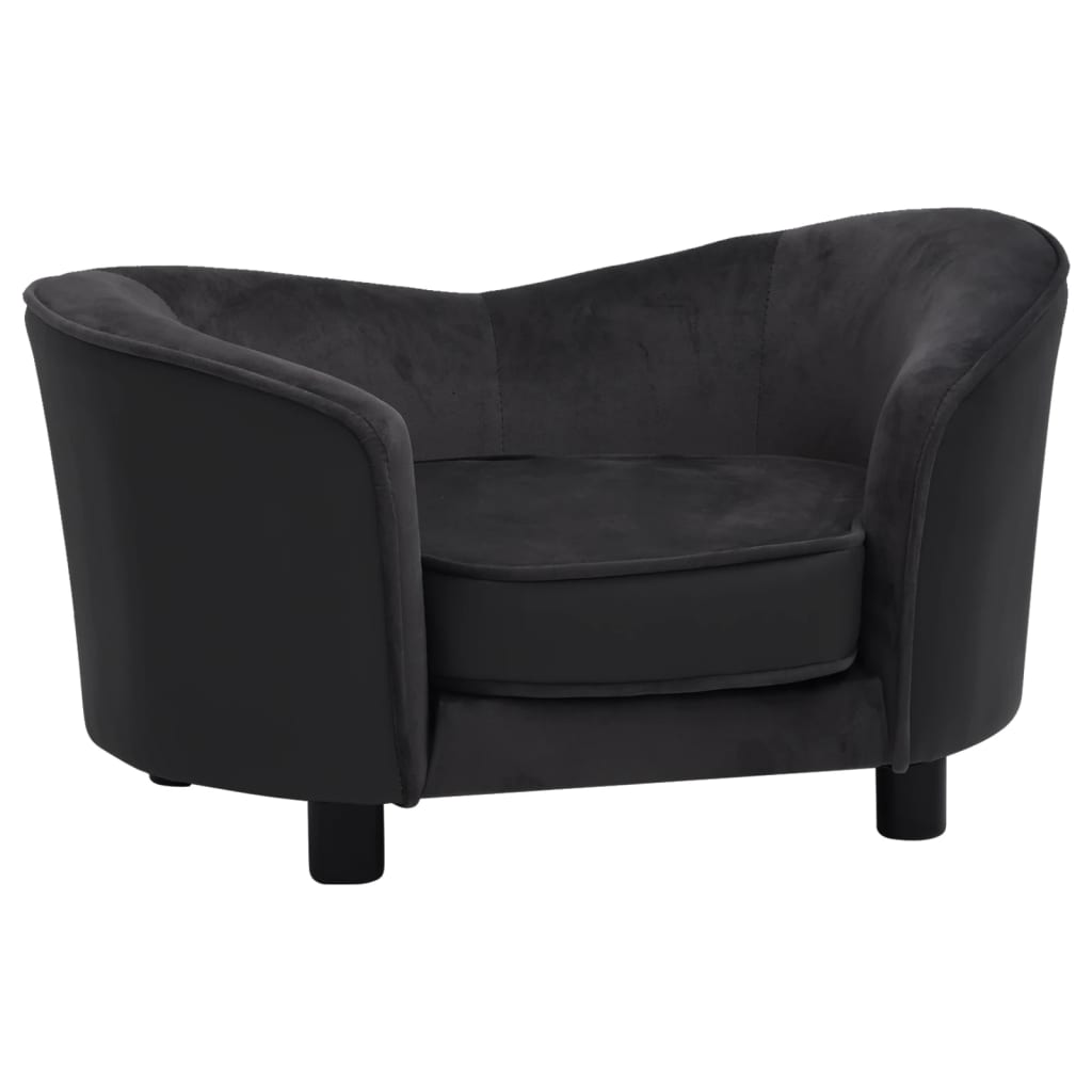 vidaXL Dog Sofa Black 27.2"x19.3"x15.7" Plush and Faux Leather - Comfortable Furniture for Your Beloved Pet