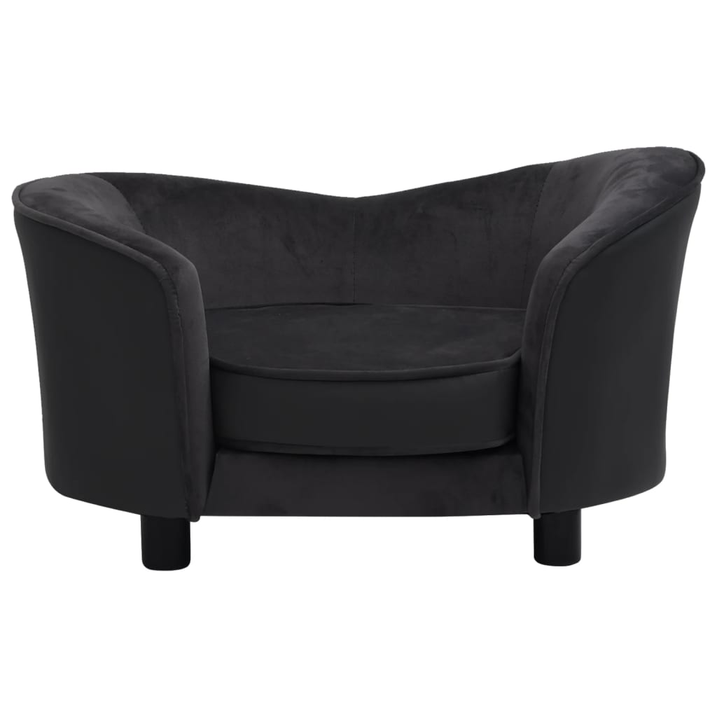 vidaXL Dog Sofa Black 27.2"x19.3"x15.7" Plush and Faux Leather - Comfortable Furniture for Your Beloved Pet