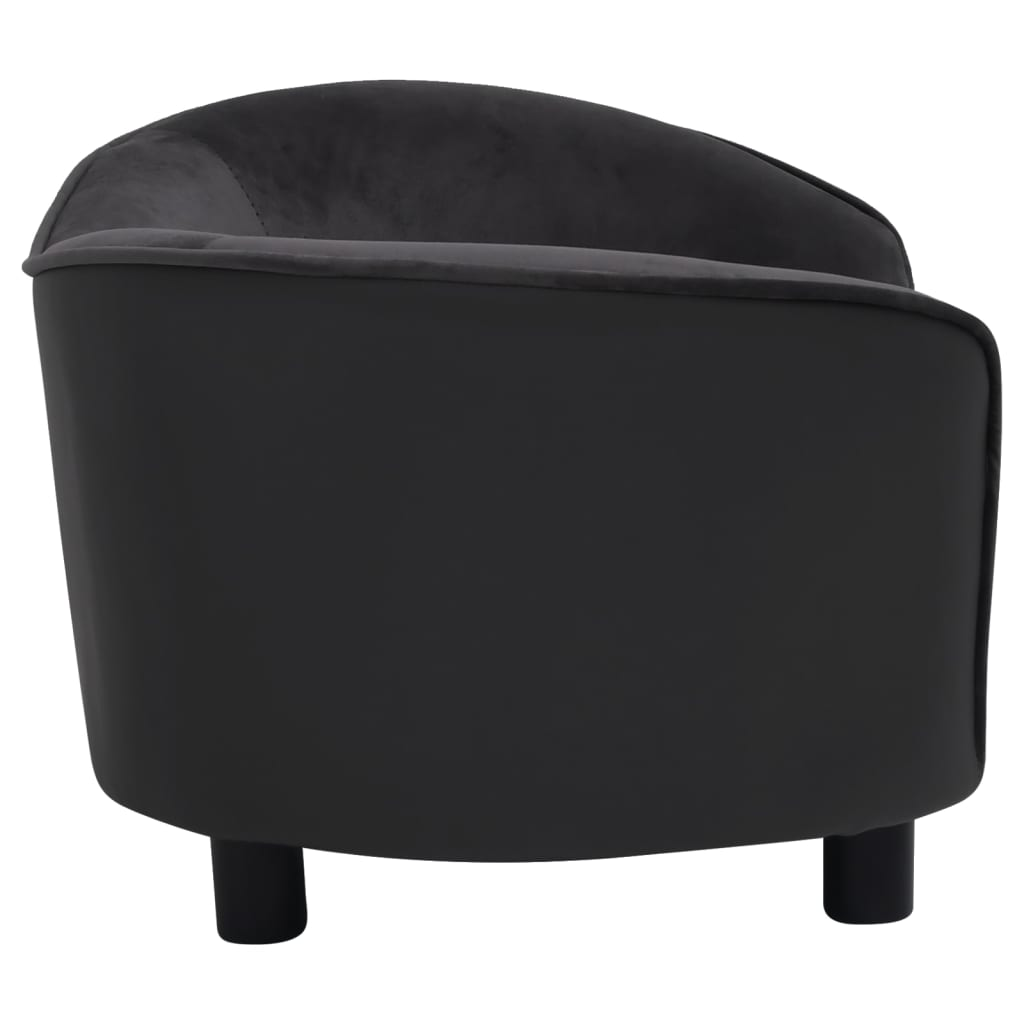 vidaXL Dog Sofa Black 27.2"x19.3"x15.7" Plush and Faux Leather - Comfortable Furniture for Your Beloved Pet