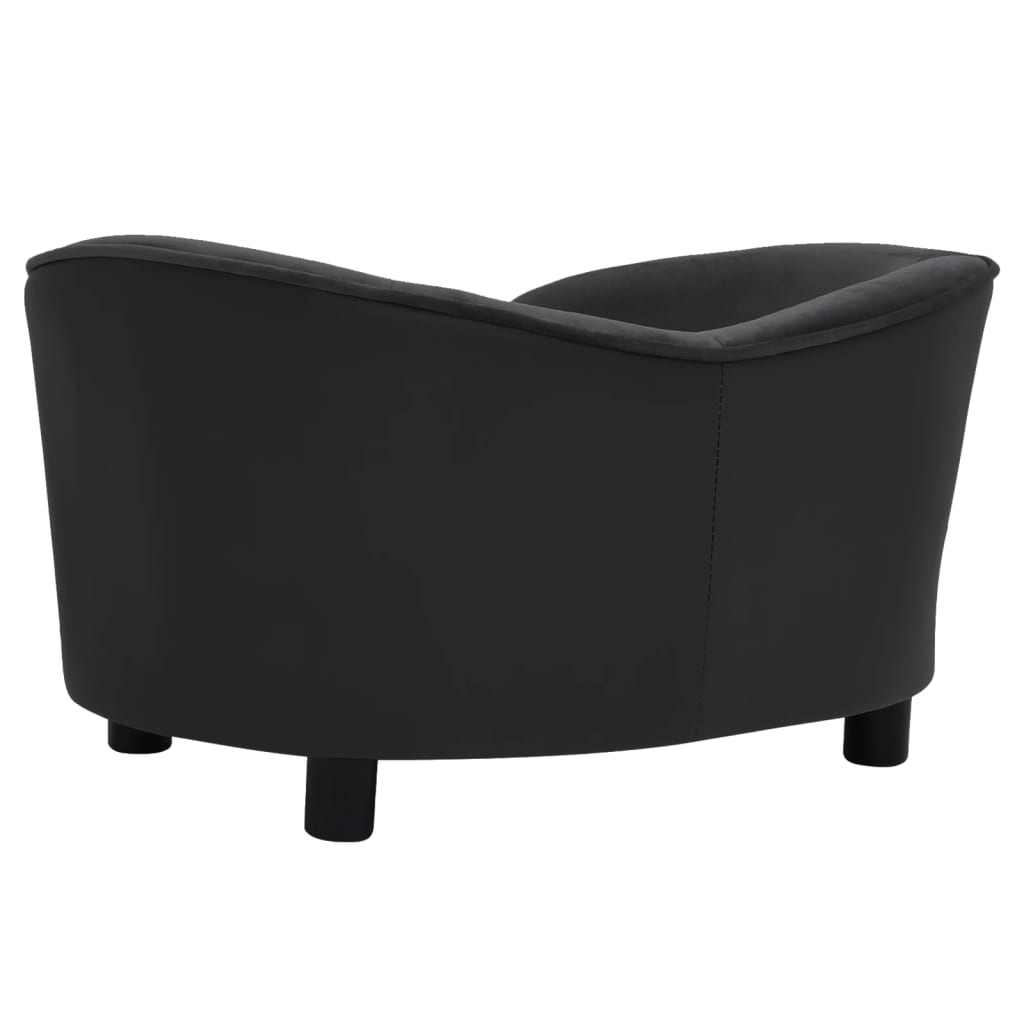 vidaXL Dog Sofa Black 27.2"x19.3"x15.7" Plush and Faux Leather - Comfortable Furniture for Your Beloved Pet
