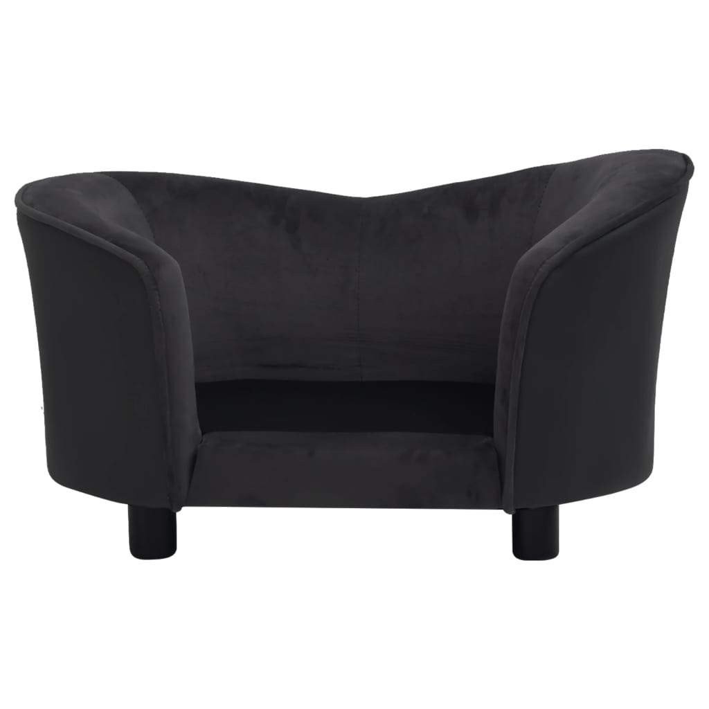 vidaXL Dog Sofa Black 27.2"x19.3"x15.7" Plush and Faux Leather - Comfortable Furniture for Your Beloved Pet