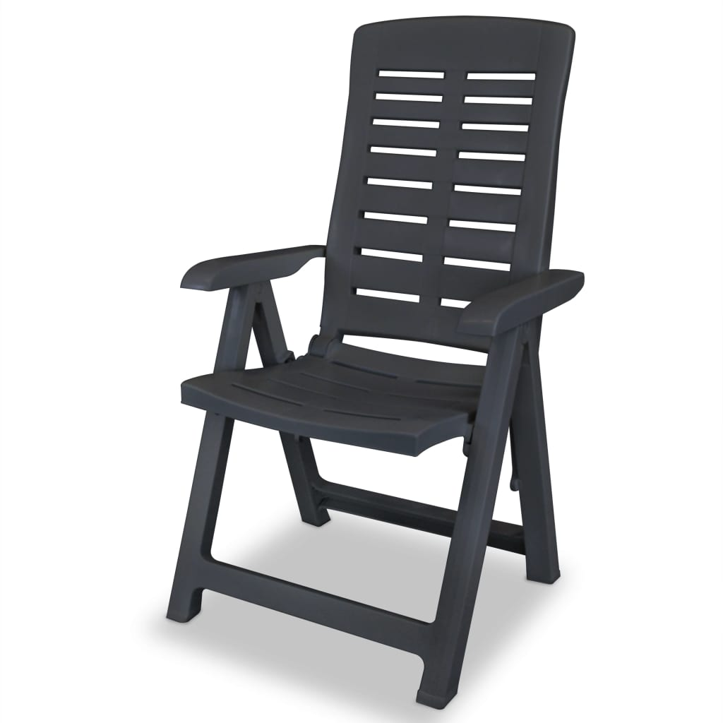 vidaXL Reclining Patio Chairs 4 pcs Plastic Anthracite - Weather Resistant, Foldable, Lightweight