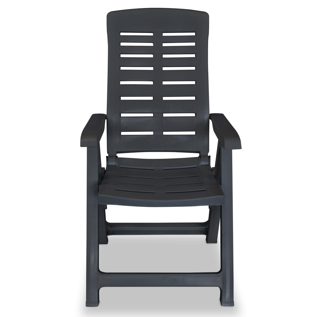vidaXL Reclining Patio Chairs 4 pcs Plastic Anthracite - Weather Resistant, Foldable, Lightweight
