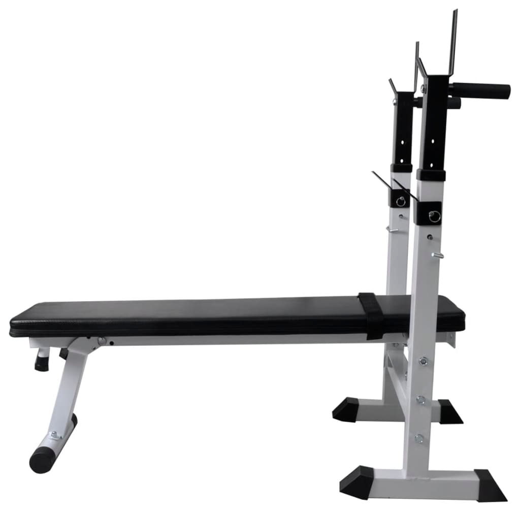 vidaXL Workout Bench with Weight Rack, Barbell and Dumbbell Set - Home Gym Equipment