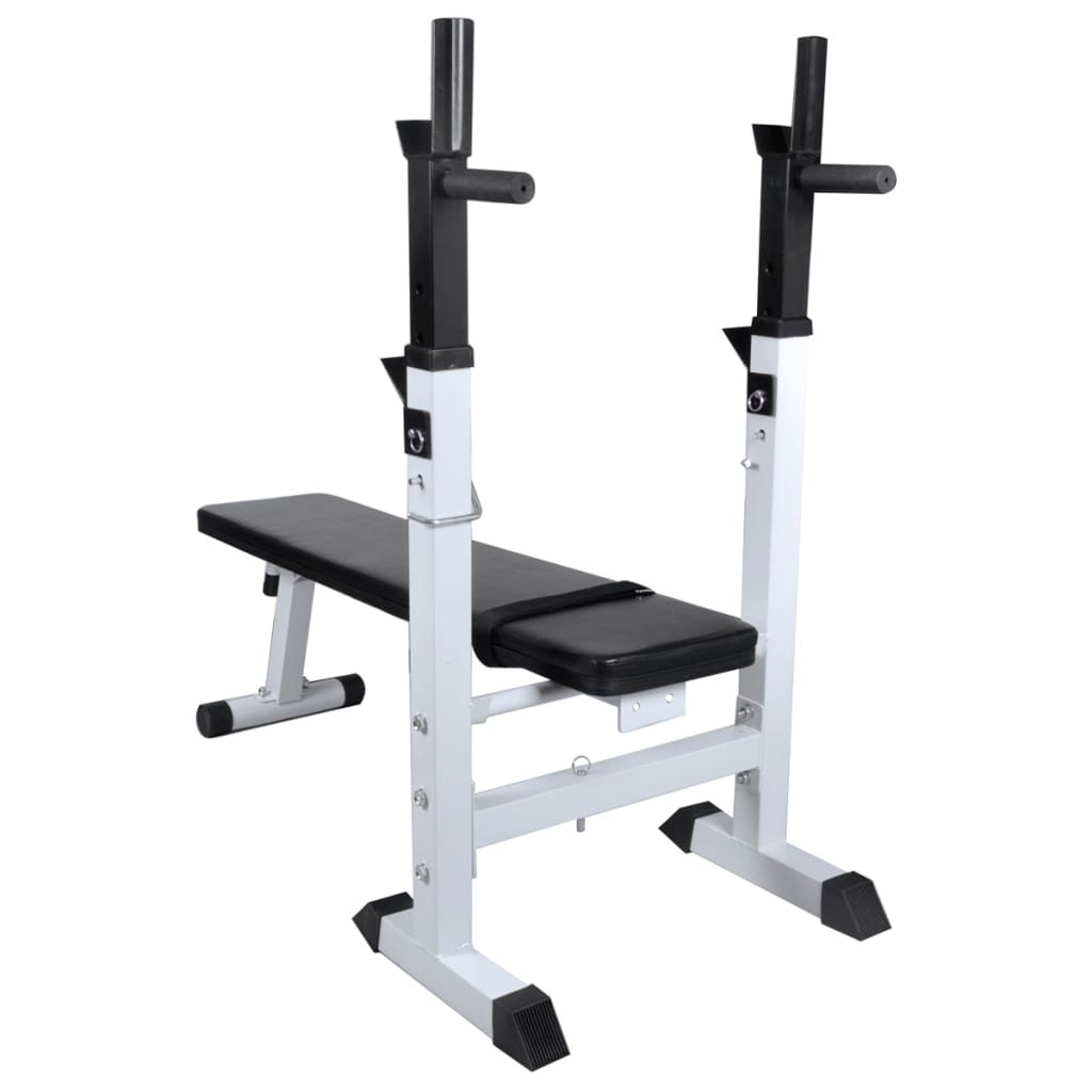 vidaXL Workout Bench with Weight Rack, Barbell and Dumbbell Set - Home Gym Equipment