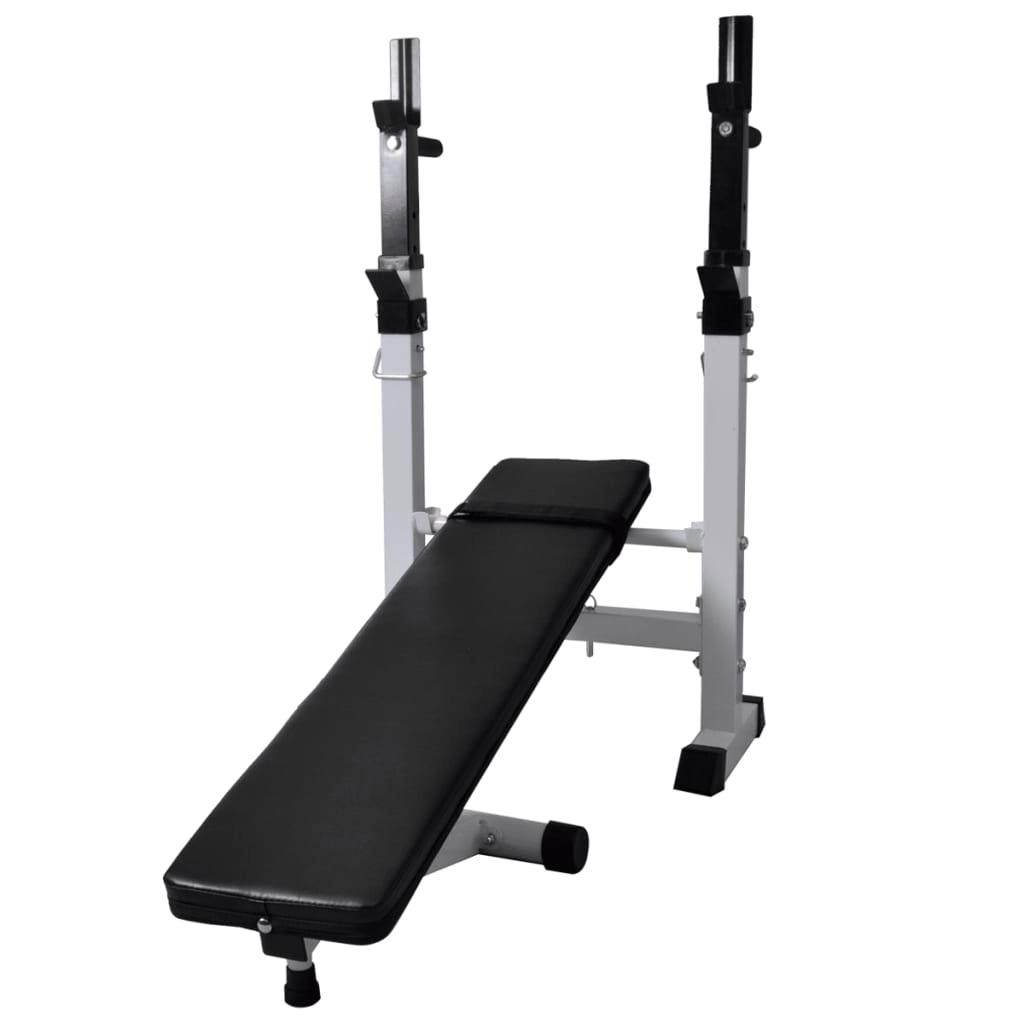 vidaXL Workout Bench with Weight Rack, Barbell and Dumbbell Set - Home Gym Equipment