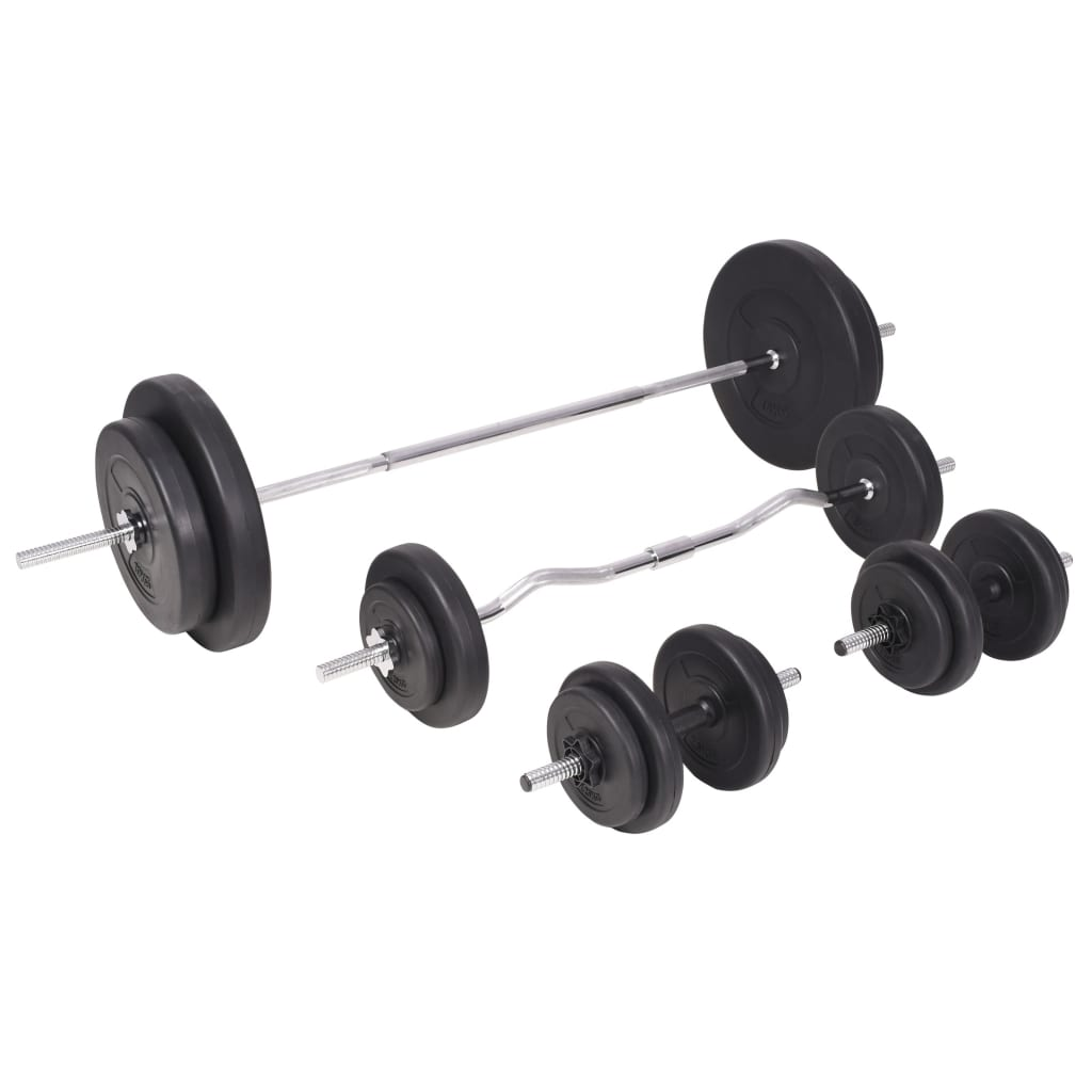 vidaXL Workout Bench with Weight Rack, Barbell and Dumbbell Set - Home Gym Equipment