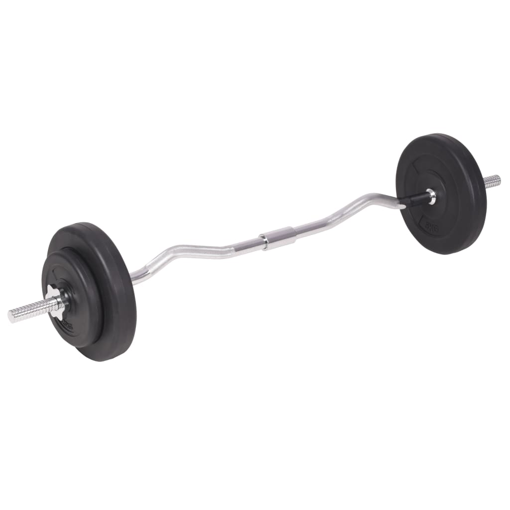 vidaXL Workout Bench with Weight Rack, Barbell and Dumbbell Set - Home Gym Equipment