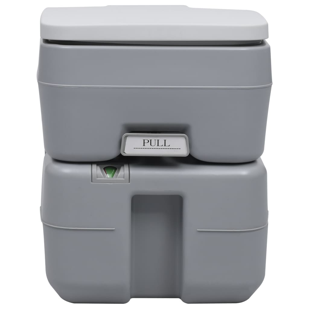 vidaXL Portable Camping Toilet Gray 5.3+2.6 gal - Lightweight and Durable